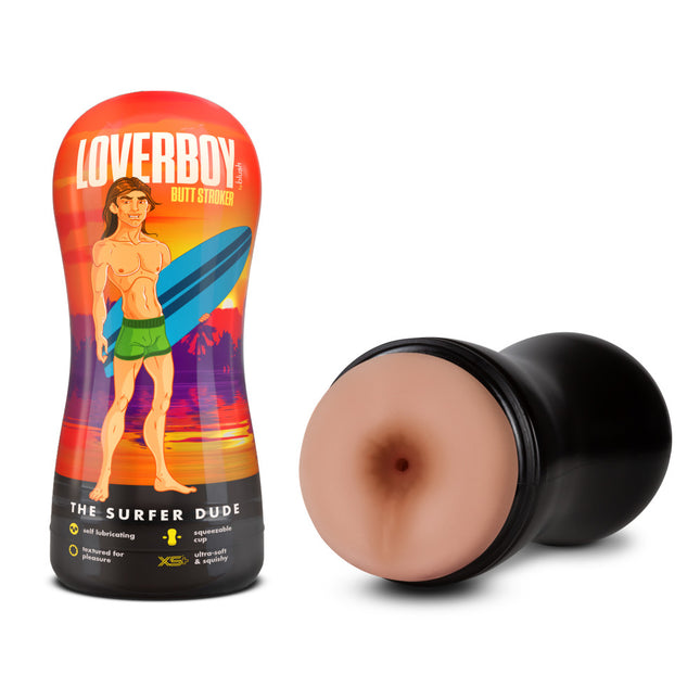 Loverboy The Surfer Dude - Flesh Male Ass Stroker with orange case