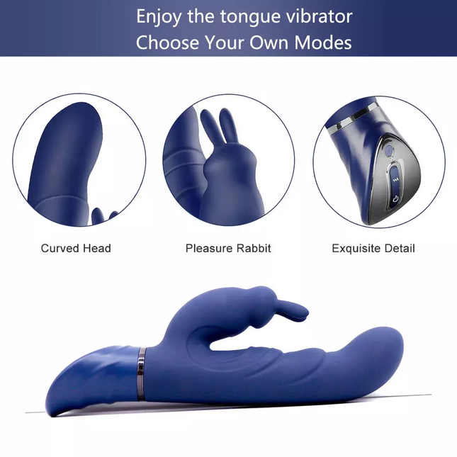 Luxury Pleasure Rabbit Vibrator with Curved Head Laying on side