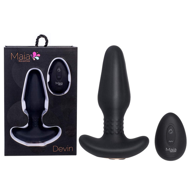 Maia DEVIN Vibrating Butt Plug Black with Case