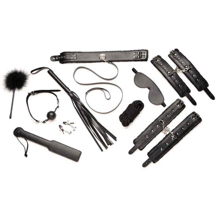 Master Series Hook Up 10 Piece Plush Bondage Kit - Black