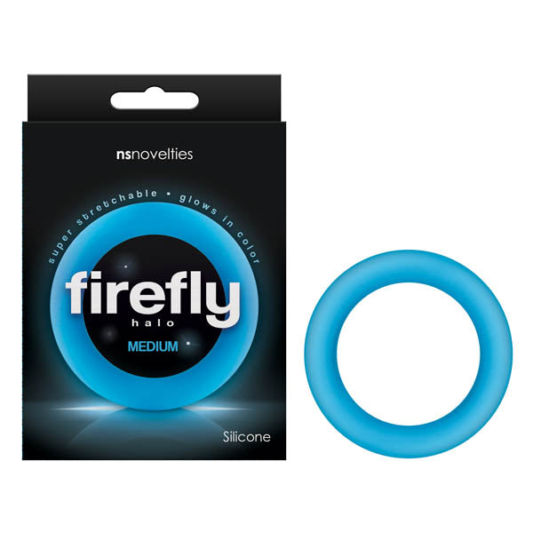 Firefly Halo Glow In Dark Blue Cock Ring - Medium 55mm 