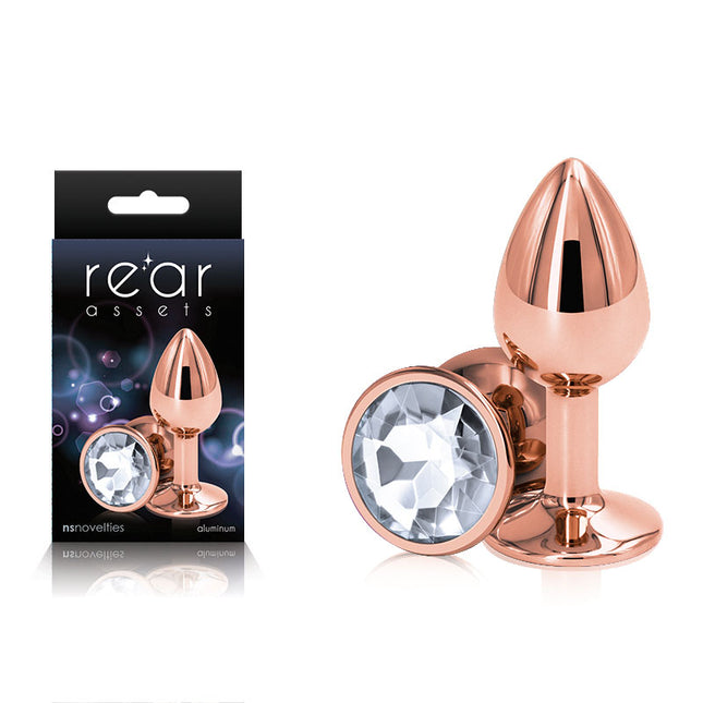 Rear Assets Rose Gold Clear Small Butt Plug