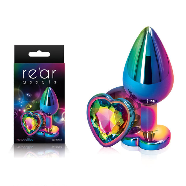 Rear Assets Multi Coloured Heart Butt Plug - Medium