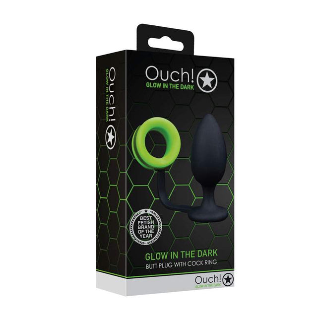 OUCH! Glow In The Dark Butt Plug with Cock Ring Box