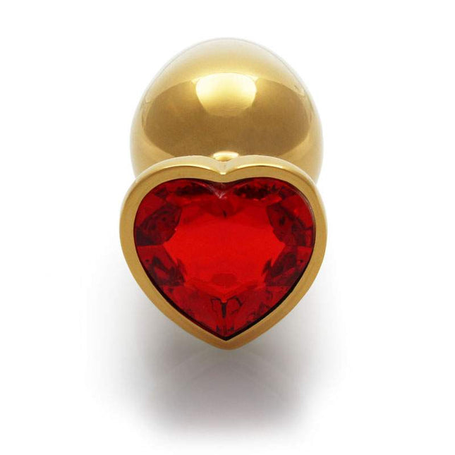 OUCH! Heart Gem Gold Butt Plug - Large Front Straight View