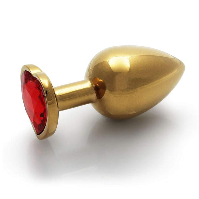 OUCH! Heart Gem Gold Butt Plug - Large Side View