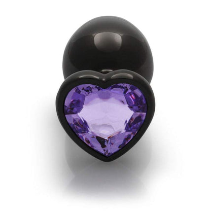 OUCH! Heart Gem Gunmetal Butt Plug - Large Front Close View