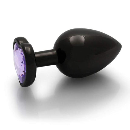 OUCH! Heart Gem Gunmetal Butt Plug - Large Side View