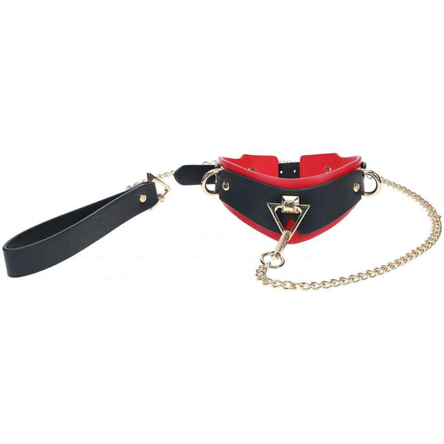 OUCH! Milan Collection - Collar with Leash Black and Red