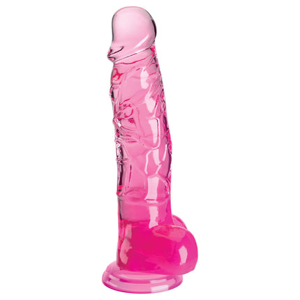 King Cock Clear 8 Inch Pink Dildo with Balls