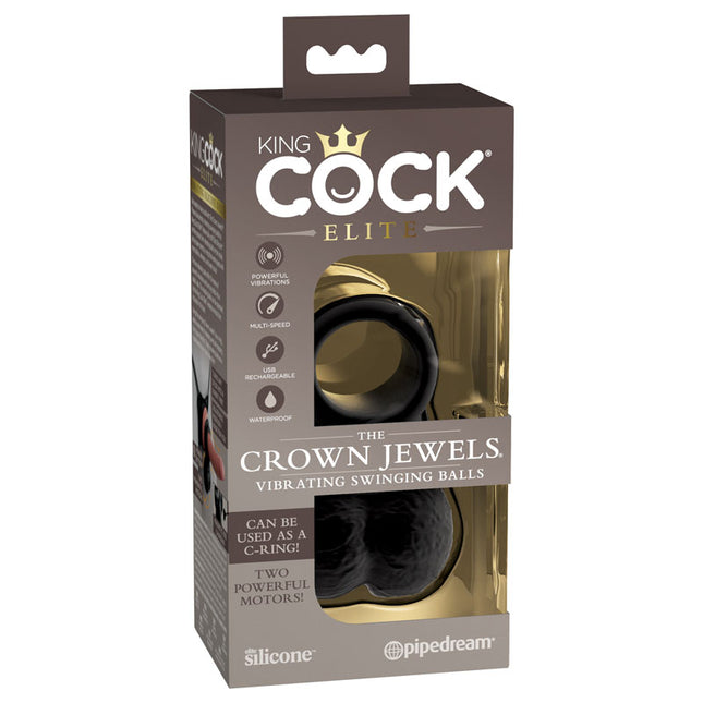 King Cock Elite Crown Jewels Vibrating Swinging Balls Box Front View