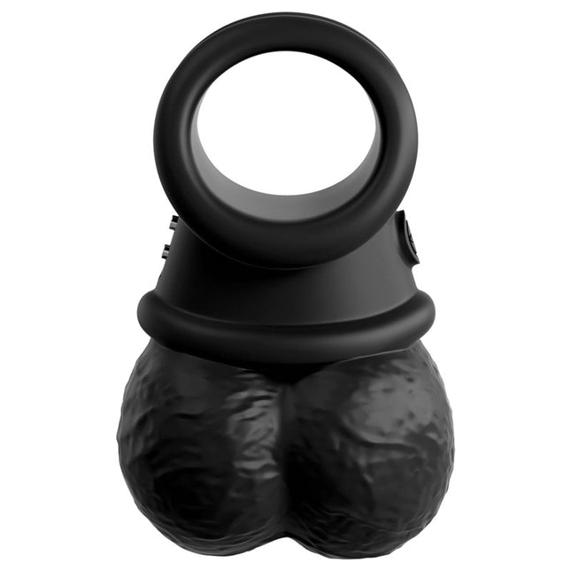 King Cock Elite Crown Jewels Vibrating Swinging Balls with Cock Ring Black Rear only View