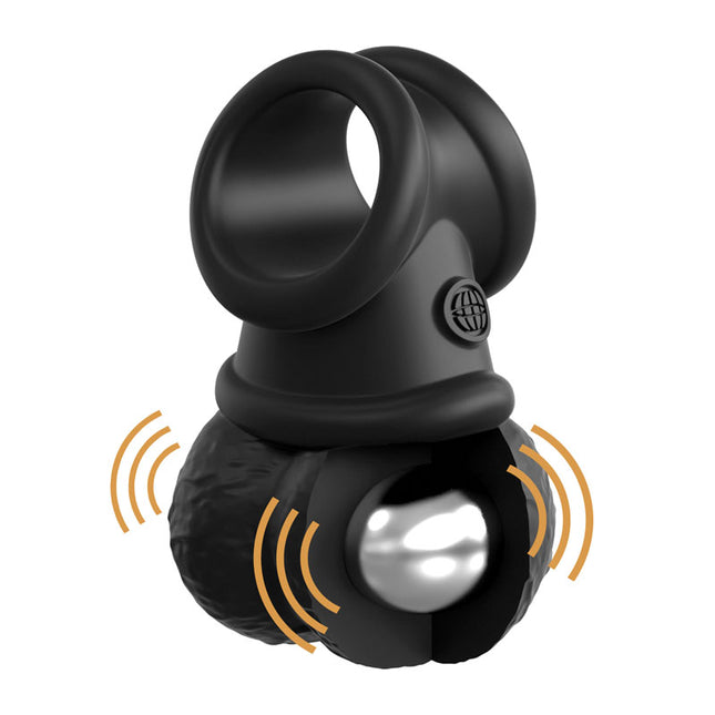 King Cock Elite Crown Jewels Vibrating Swinging Balls with Cock Ring Black 10 Speed Vibrators