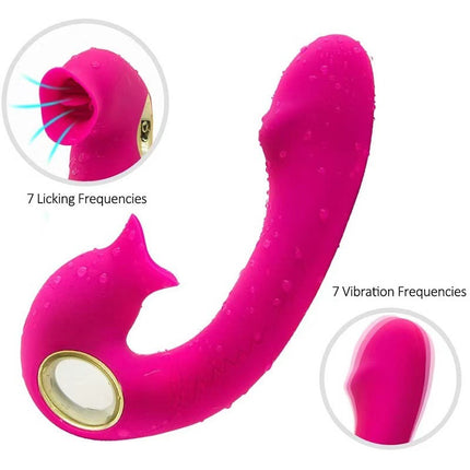 Pink G Spot Vibration Massager with Licking Design