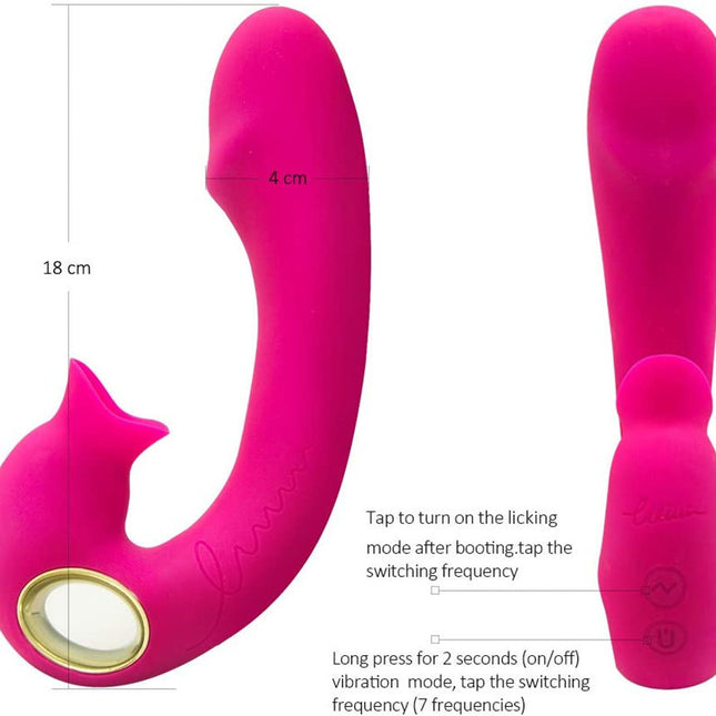 Pink G Spot Vibration Massager with Licking Design Size Chart