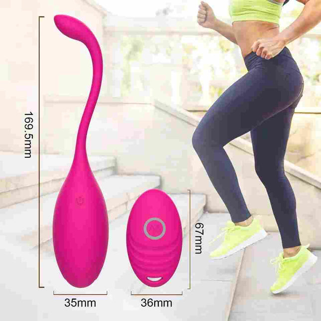 Pink Luxury Ben Wa Kegel Egg Size Chart with Female in Gym Clothes exercising