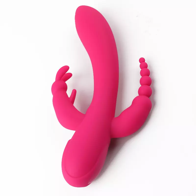 Pink Luxury Double Penetration Beaded Rabbit Vibrator