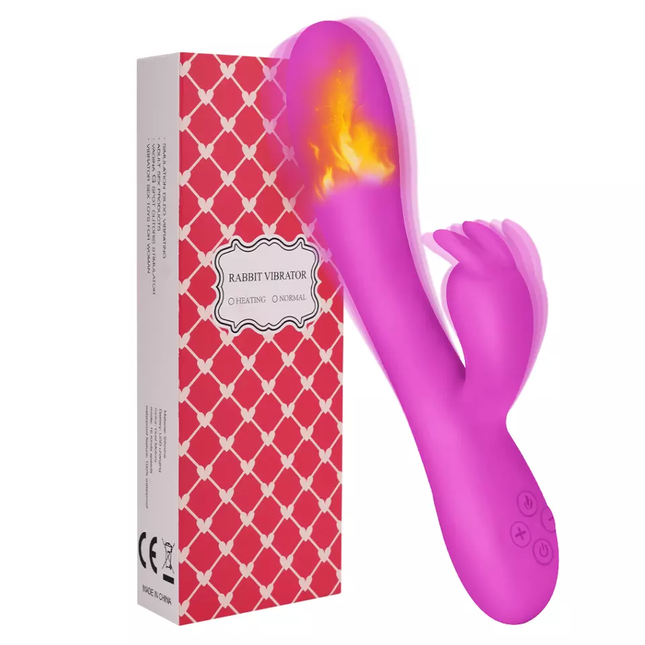 Purple Luxury Heating Rabbit Vibrator in Red Case