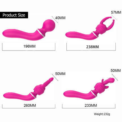 Pink Vibrating Curved Wand Massager Size Chart