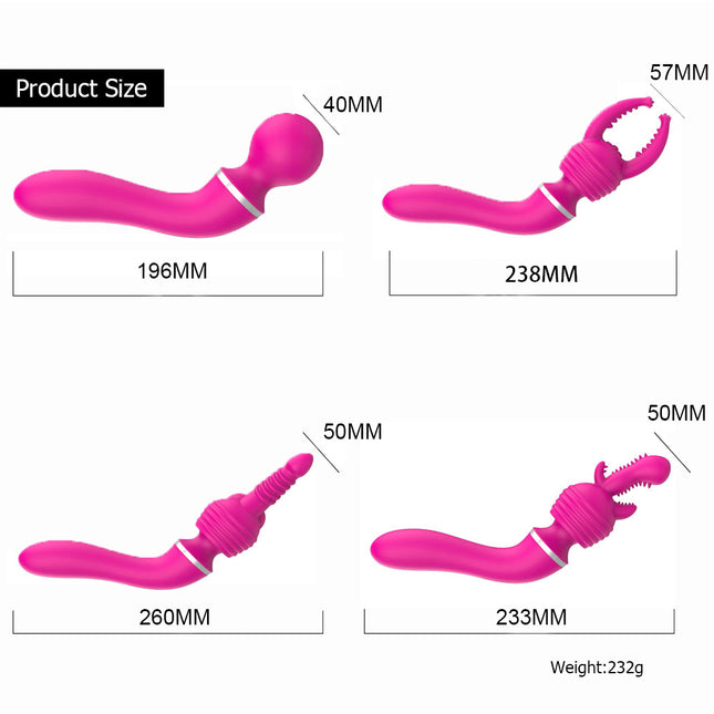 Pink Vibrating Curved Wand Massager Size Chart