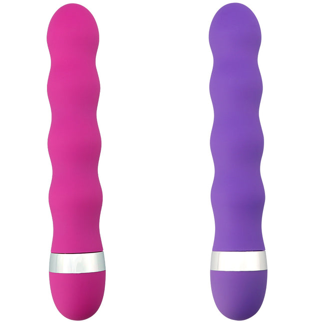 Pink and Purple 10 Speed Silicone Ribbed Bullet Vibrator