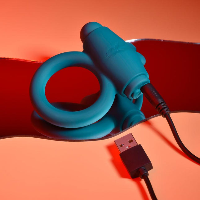 Playboy Pleasure Bunny Buzzer Vibrating Cock Ring Charger