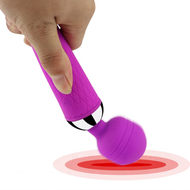 Purple 10 Vibrating Patterns Wand Massager with Flexible Head Design