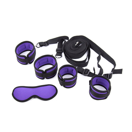 Purple Bed Restraint Kit with Blindfold