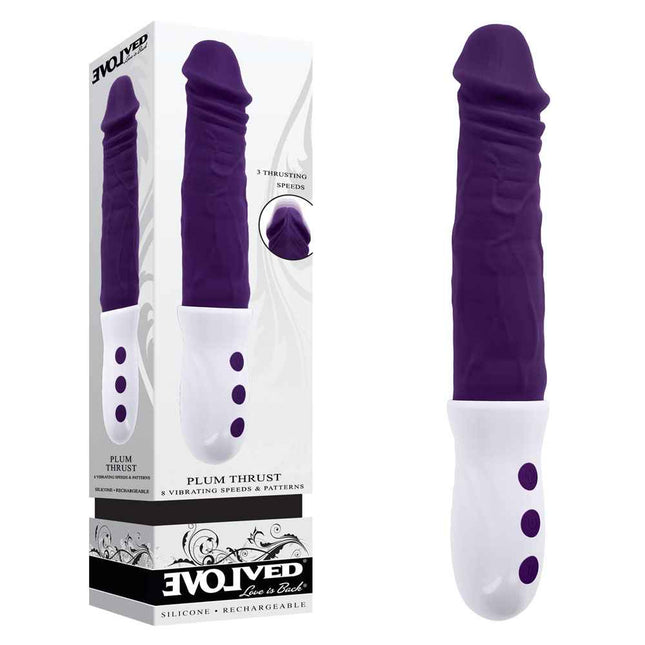 Purple Evolved PLUM THRUST Vibrating Dildo with Box