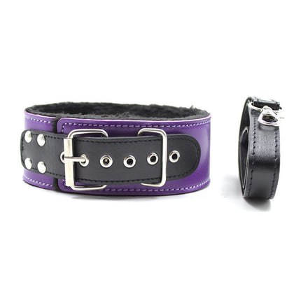 Purple Fur Leather Choker