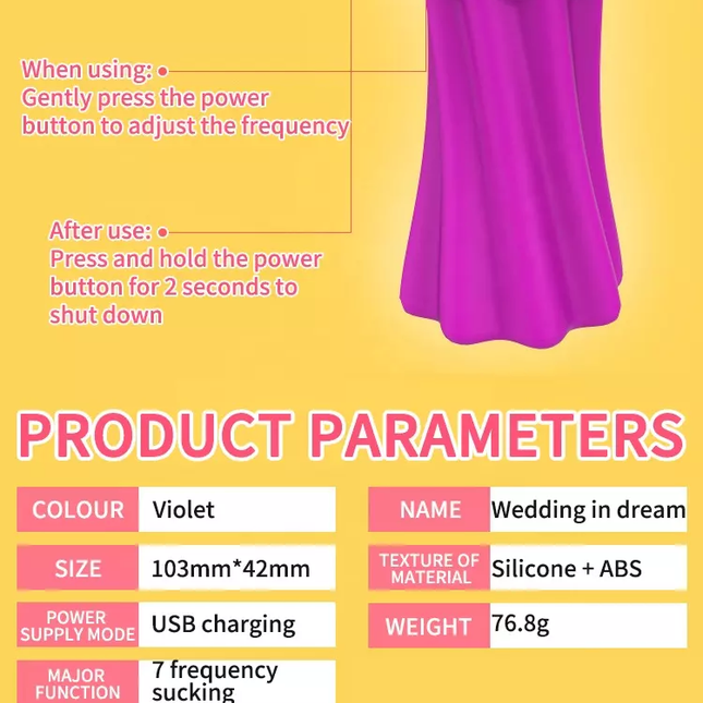 Purple Jellyfish Clitoral Stimulator Material and Features Diagram