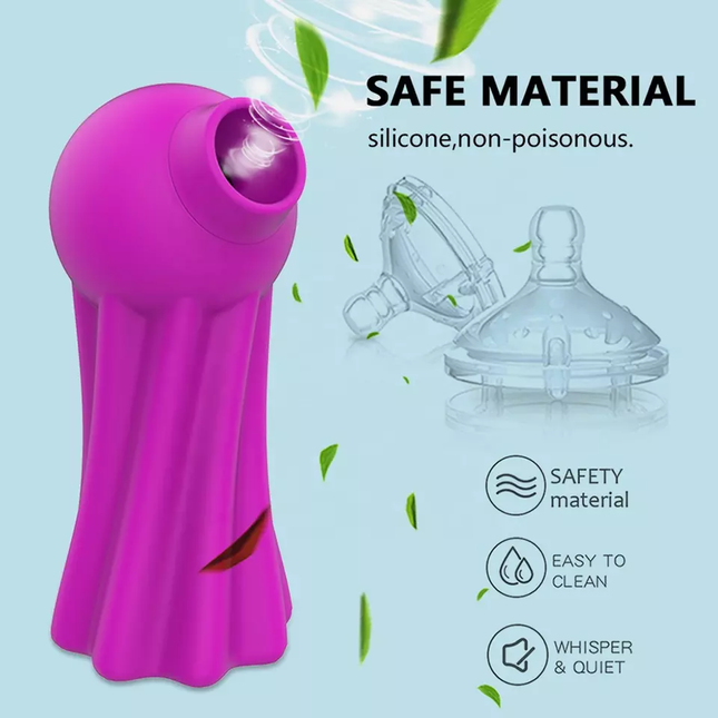 Purple Jellyfish Clitoral Stimulator Safe Silicone Material Diagram