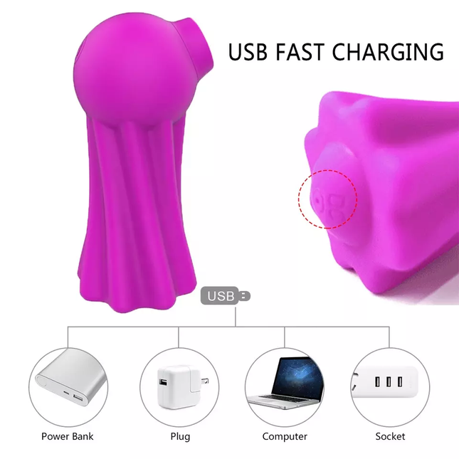 Purple Jellyfish Clitoral Stimulator USB Fast Charging Diagram