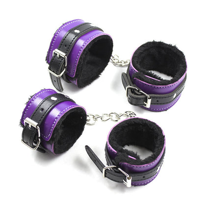 Purple Leather Handcuffs and Wrist Restraints