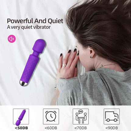 Quiet Purple 20 Vibrating Patterns Wand Massager Sex Toy Female