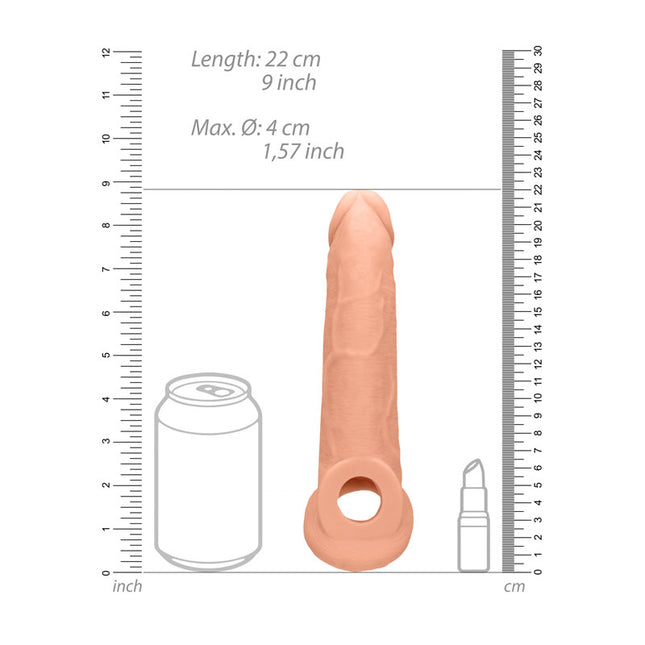 REALROCK 9 Inch Realistic Penis Extender with Rings