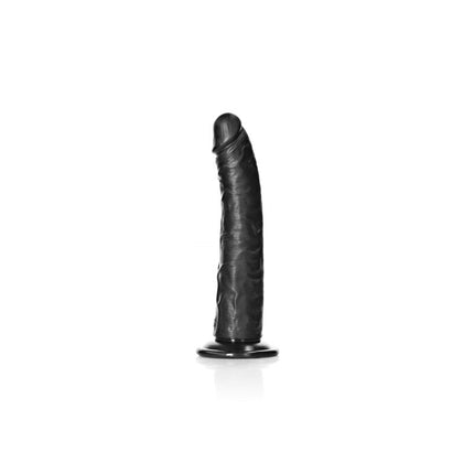 REALROCK Realistic Slim Dildo with Suction Cup - 20.5cm - Black 20.5 cm 8 Inch