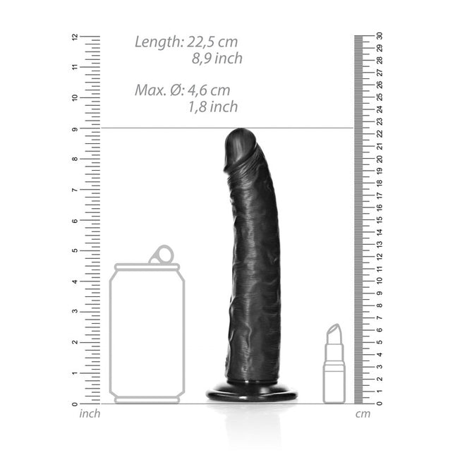 Sizing chart of REALROCK Realistic Slim Dildo with Suction Cup - 20.5cm - Black 20.5 cm 8 Inch