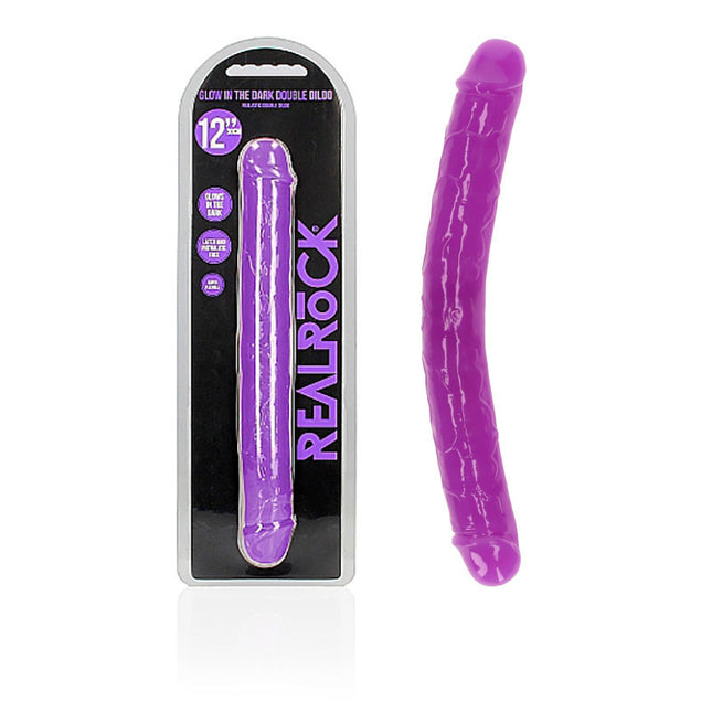 REALROCK 12 Inch Curved Double Ended Dildo - Purple with Box