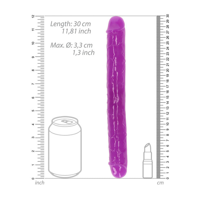 Size chart 30cm REALROCK Curved Double Ended Dildo - Purple