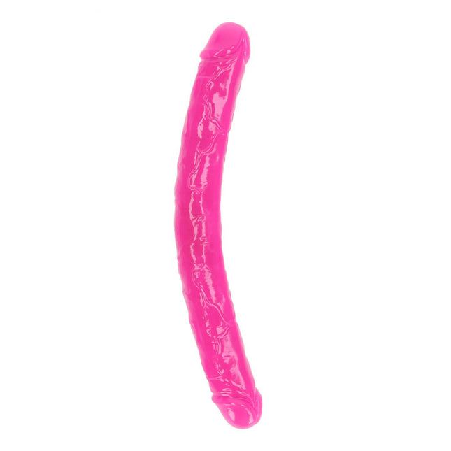 REALROCK 15 Inch Curved Double Ended Dildo - Pink front view