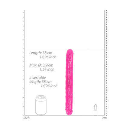 Size chart 38cm 15 inch height pink dildo standing tall