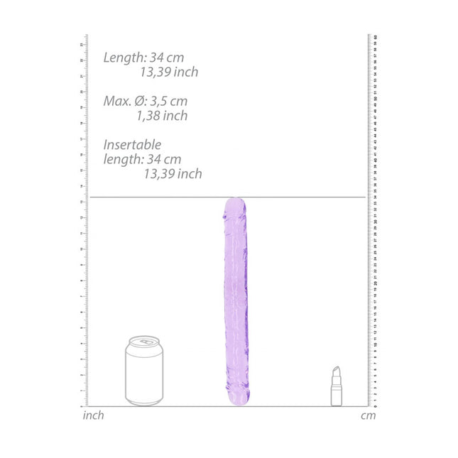 Size Chart 34cm Front View for REALROCK 14 Inch Curved Double Ended Dildo - Purple