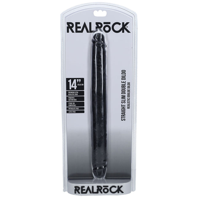 REALROCK 14 Inch Slim Double Dildo - Black