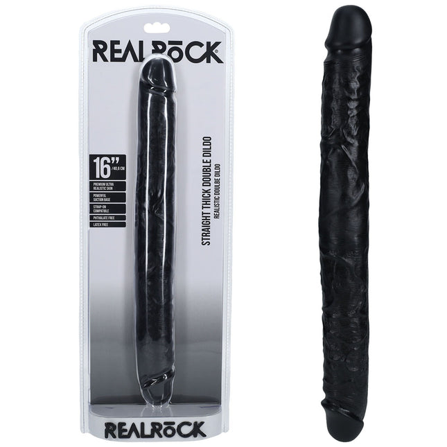 REALROCK 16 Inch Thick Double Dildo - Black