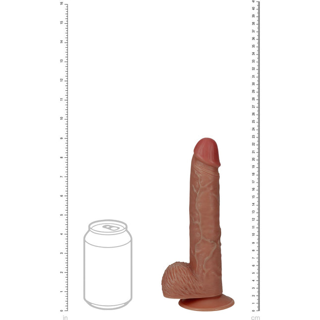 REALROCK 9 Inch Vibrating Dildo with Balls - Tan