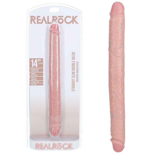 REALROCK 14 Inch Slim Double Dildo - Flesh with Box