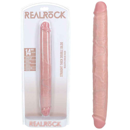 REALROCK 14 Inch Thick Double Dildo - Flesh with Case