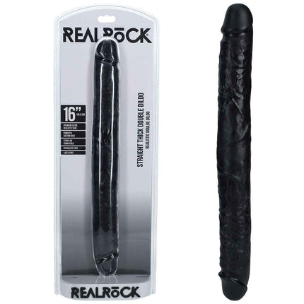 REALROCK 16 Inch Thick Double Dildo - Black with Case