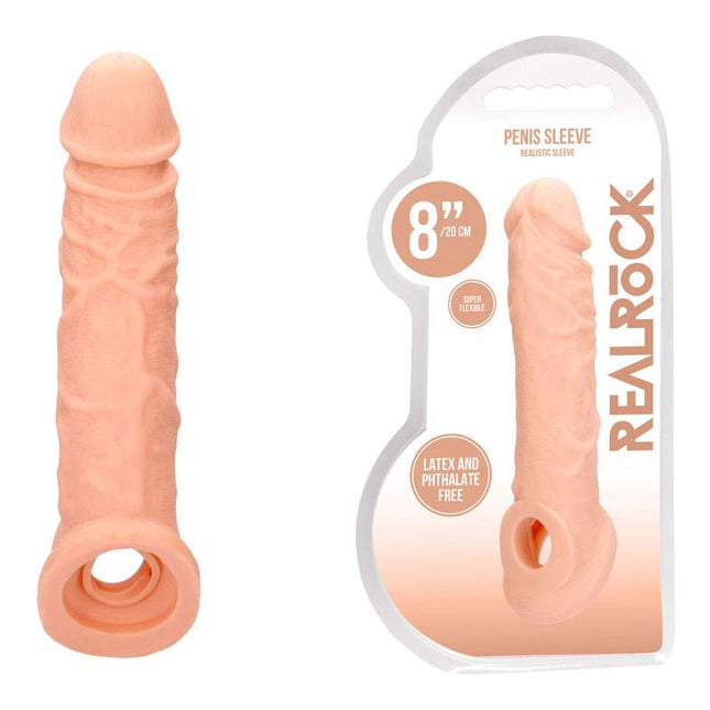 REALROCK 8 Inch Realistic Penis Extender with Rings Flesh